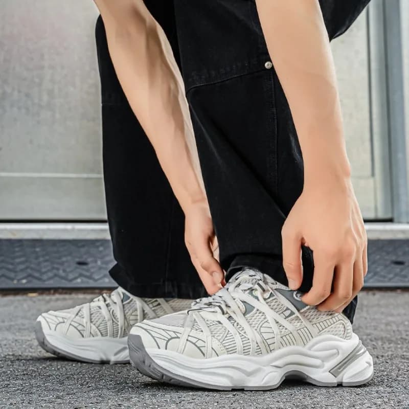 Scarpe da Uomo in Rete Traspirante, Sneakers e Scarpe Casual alla Moda con Suola Spessa e Piattaforma Rialzata, Tenis Masculino