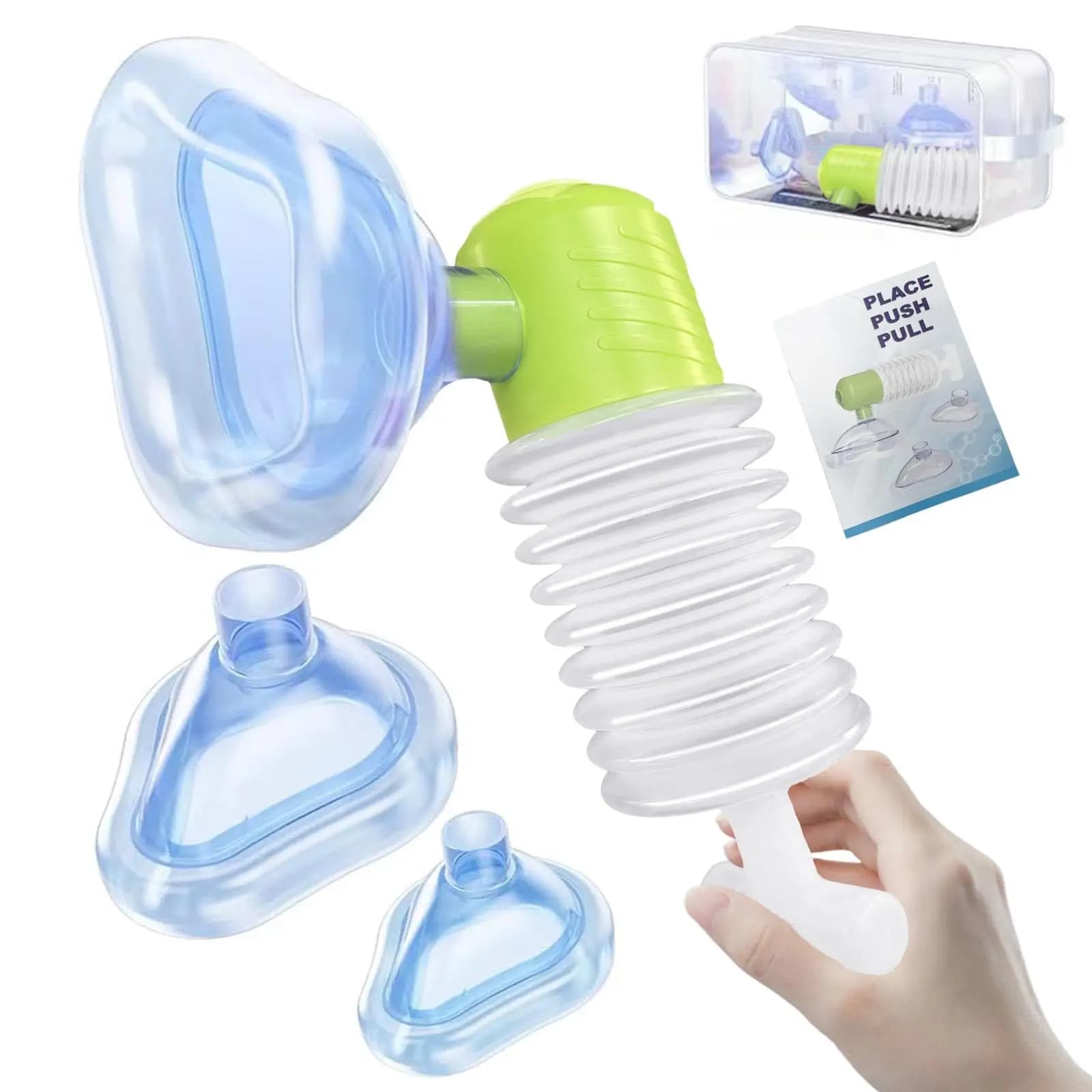 Set di Strumenti di Soccorso d'Emergenza con Aspiratore Portatile per Ostruzioni alle Vie Aeree, 2 Maschere Incluse, Kit di Pronto Soccorso per Casa e Viaggio