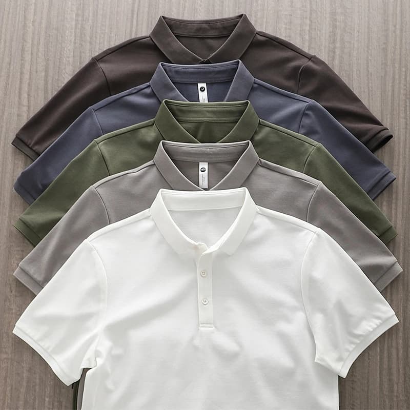 Dukeen Polo tinta unita da uomo Abbigliamento da golf a maniche corte T-shirt tinta unita stile coreano estivo Abbigliamento da uomo Camicetta bianca