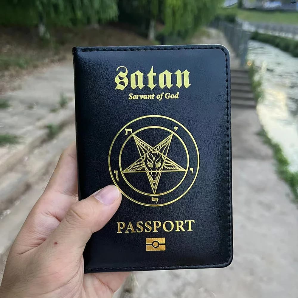 Copertina per passaporto Goat Baphomet Porta passaporto da viaggio Copertina per stregoneria testa di capra sul passaporto