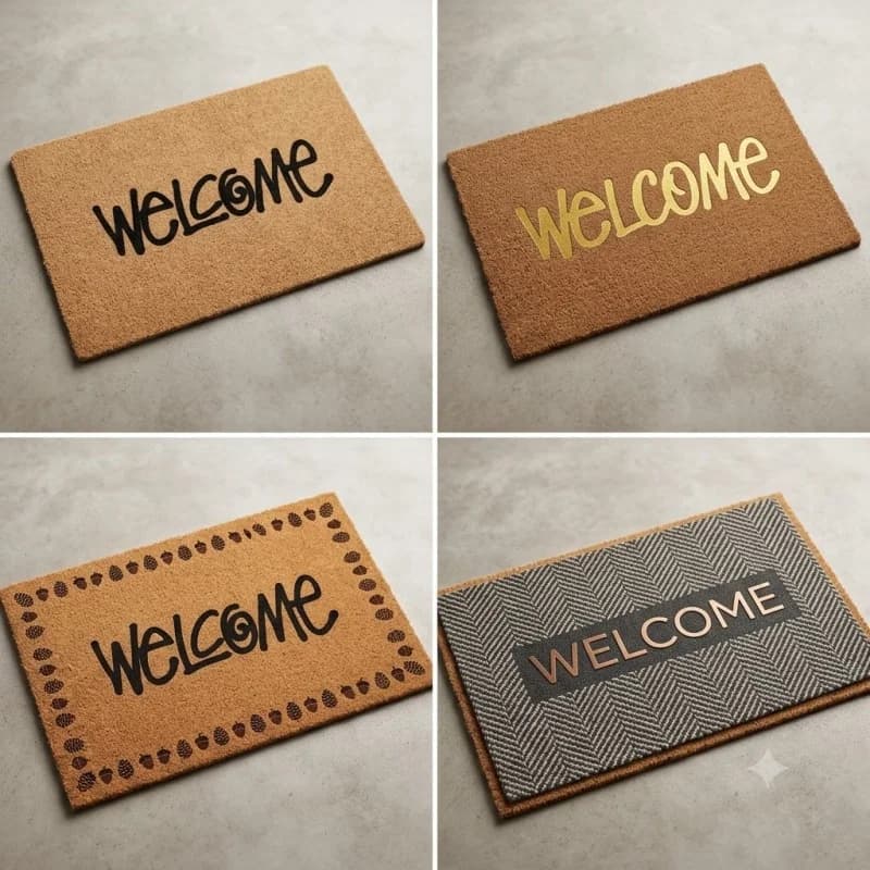 4 Styles Coir Welcome Letter Print Doormat Non Slip Outdoor Entry Decor Floor Mat