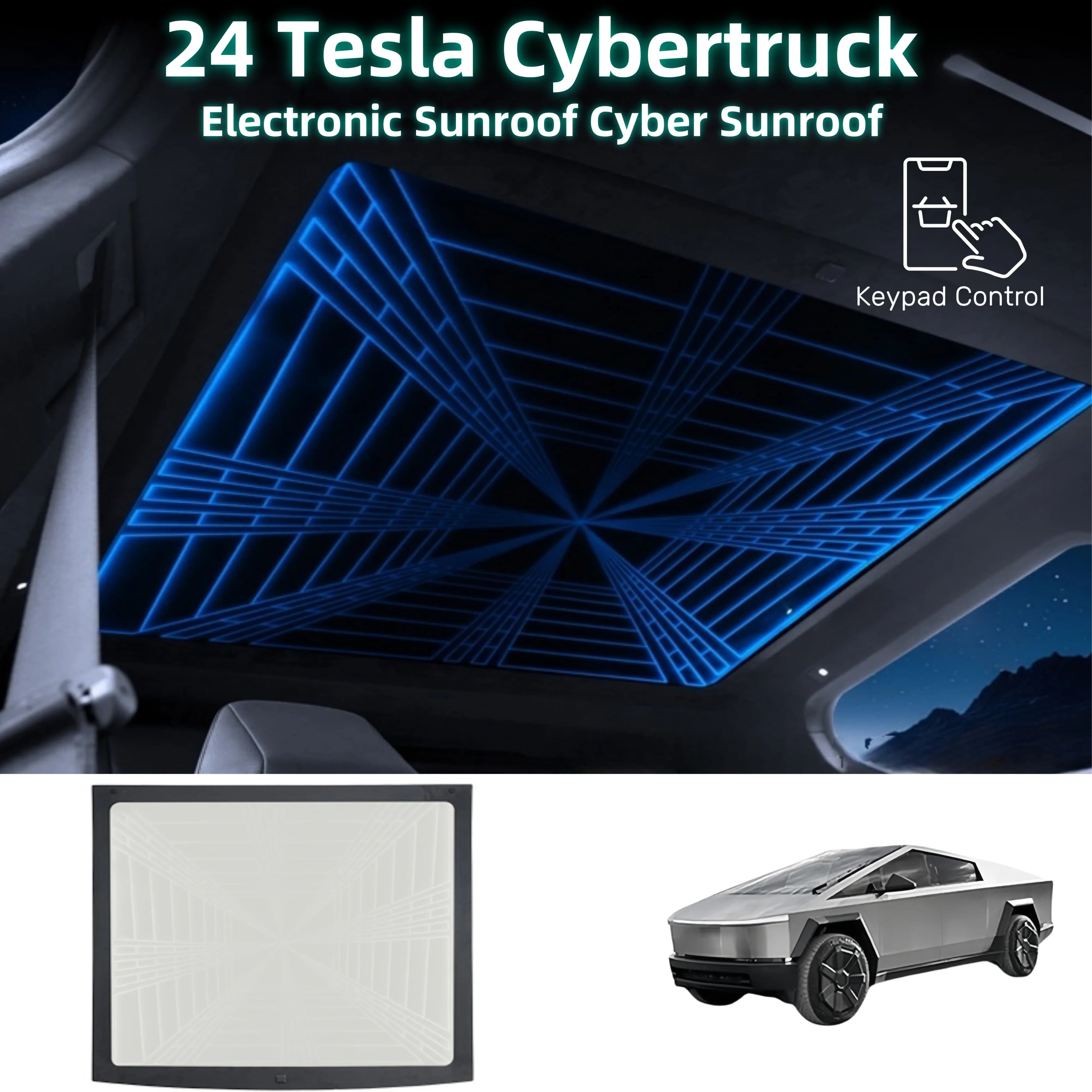 Per accessori auto 24/25 Tesla Cybertruck Baldacchino elettronico Cyber Protezione solare Tetto apribile Parasole Smart Parasole