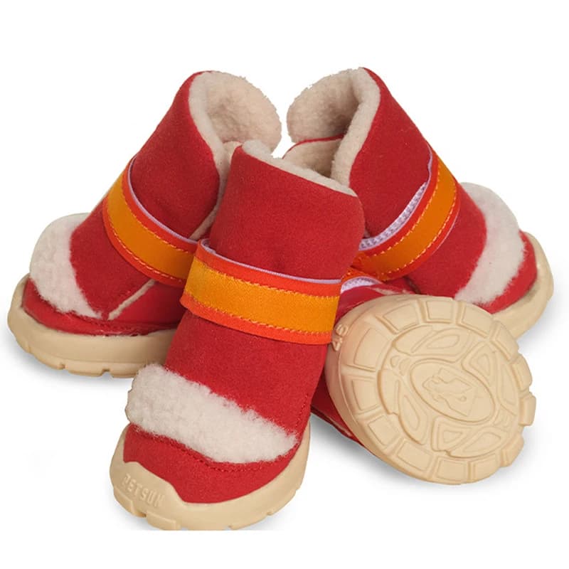 Warm Dog Booties Winter Outdoor Shoes For Small Breeds Dogs Red Brown Suede High Boots Anti-Slip Pet Dog Hiking Shoes
