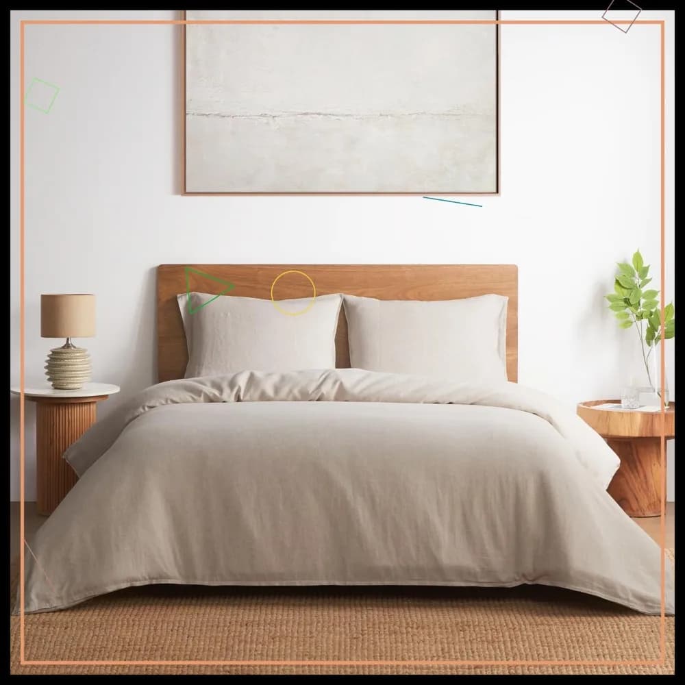 Set Copripiumino 100% Lino 3 Pezzi, Misura King 90x104 con Lacci agli Angoli e Chiusura a Cerniera, Morbido e Traspirante per Chi Soffre il Caldo