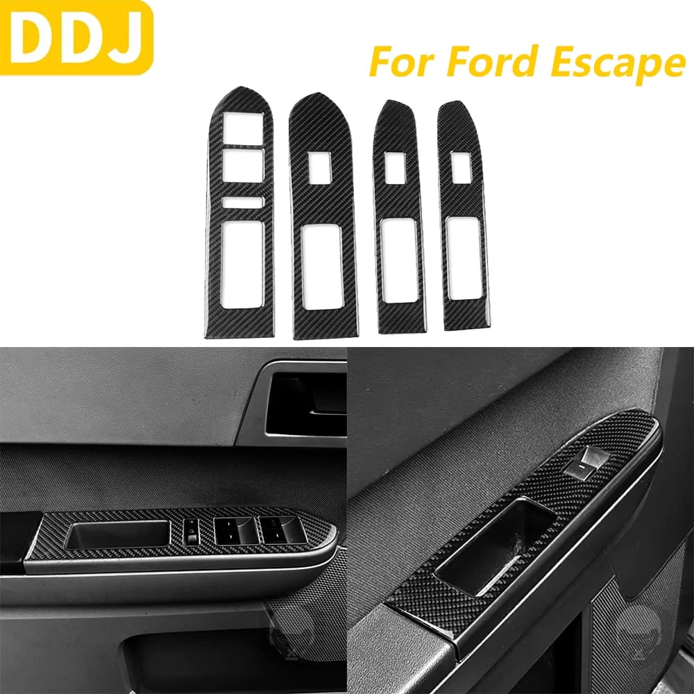 For Ford Escape 2008-2012 Carbon Fiber Door Window Elevator Switch Push Button Trim Control Panel Covering Auto Accessories Wall decal Interior