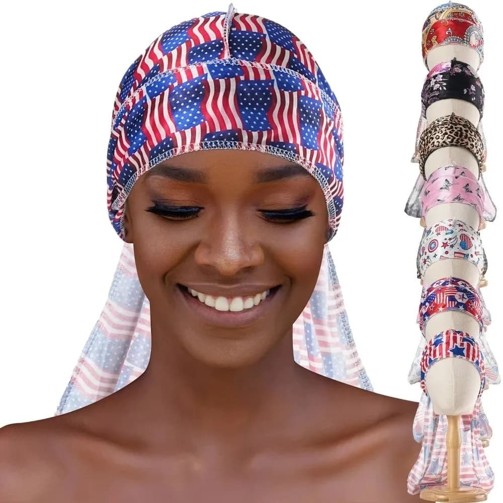 New Paisley Print Hijab Caps Wrap Elastic Pirate Hat Polyester Pre-Tied Silk Durag All Match Decor