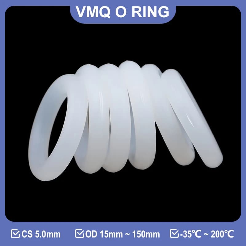 5/10 pezzi VMQ O Ring in silicone bianco CS 5mm OD 15mm ~ 155mm Rondella di tenuta in silicone per uso alimentare Anelli di guarnizione isolati impermeabili