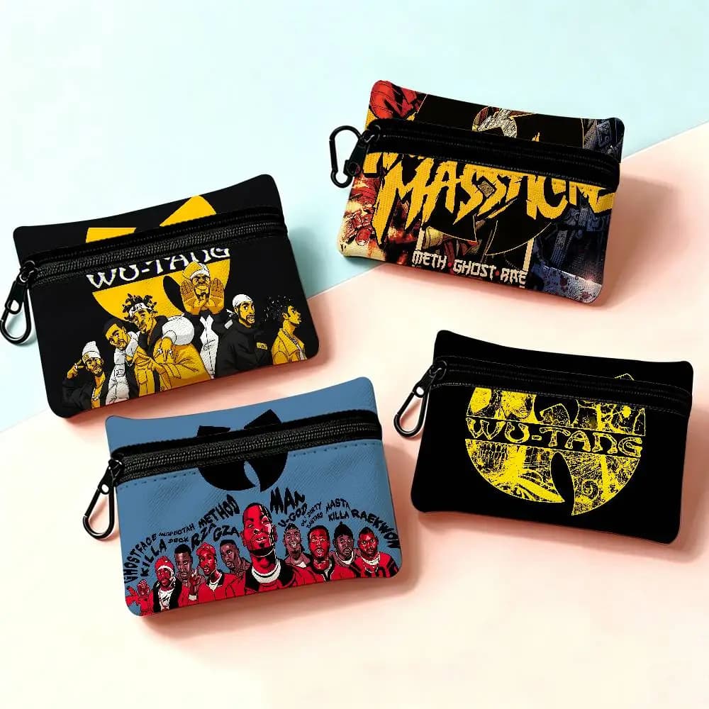 WU-TANG-CLAN HIP-HOP Combination Oxford Fabric Mini Wallet Smooth Zipper Hanging Design Multi-use Small Storage Bag For Travel