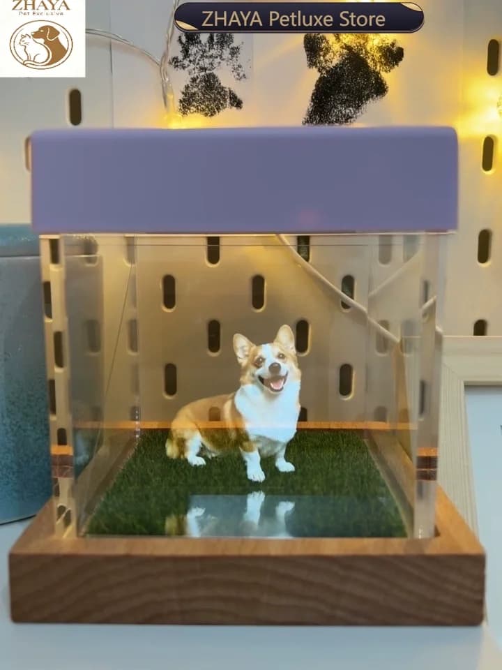 ZHAYA Pet Holographic Projection Box 3D Memorial Keepsake for Cat Dog AI Digital Display Custom Photo Frame Remembrance Gift