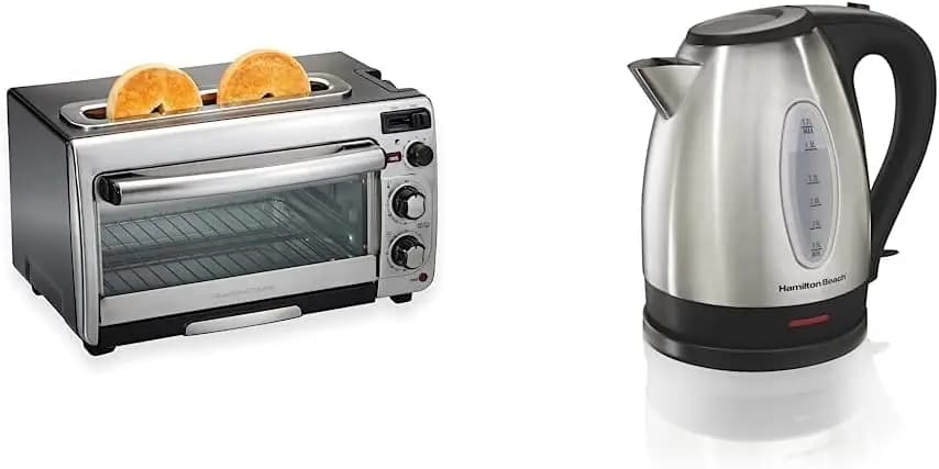 Standing oven 2 in 1 and long slit toaster with 1.7 litre electric kettle, stainless steel, fast boiling