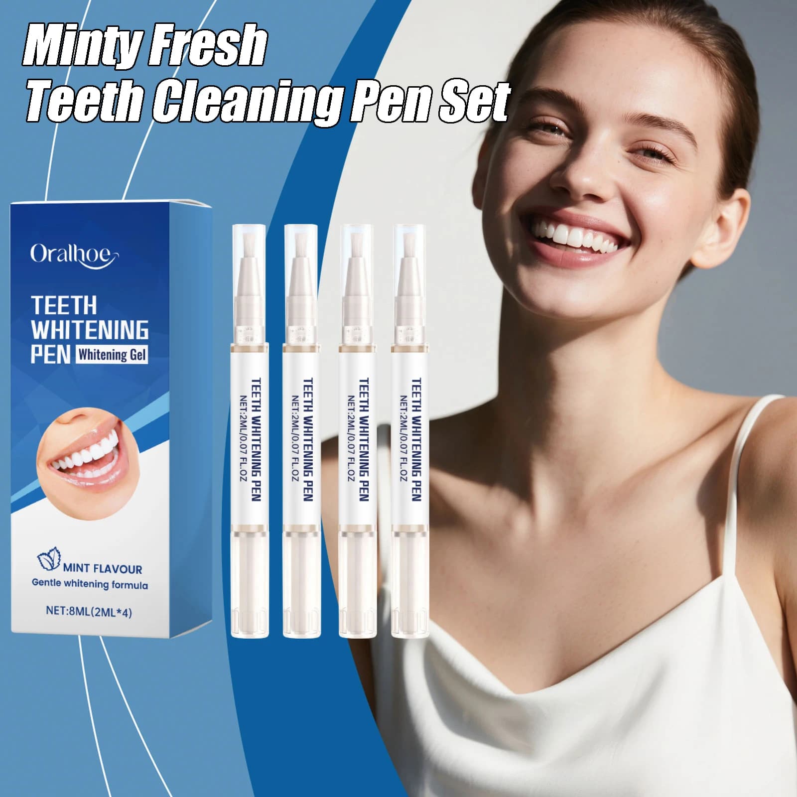 Dental stains removal pens Set Easily remove dental plaque Protect tooth excretion Set of brushes for cleaning fresh teeth and mint