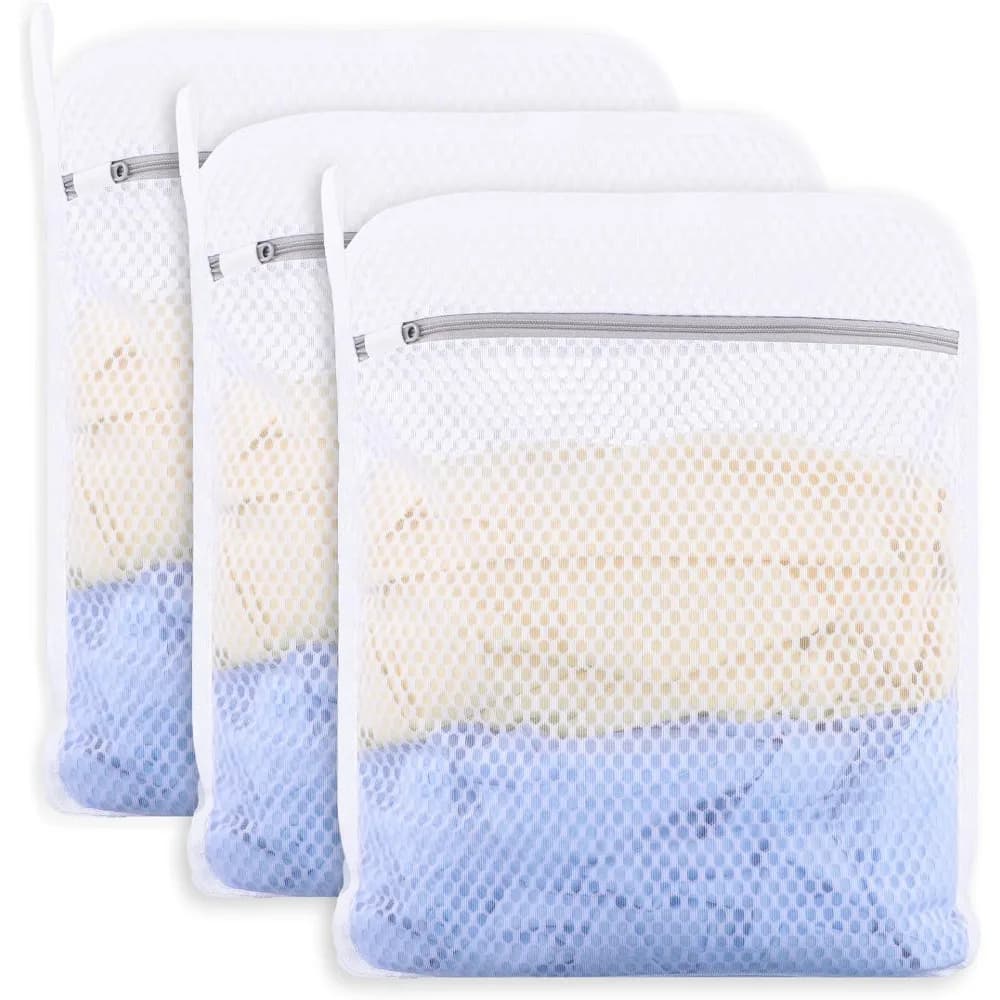 Durable Honeycomb Mesh Laundry Bag Set of 3 for Delicates and Lingerie Washing Machine Protection with Sturdy Zipper Closures Ideal for Bras Socks Sweaters and Hand Wash Items Reusable Fine Mesh Wash Bags for Travel