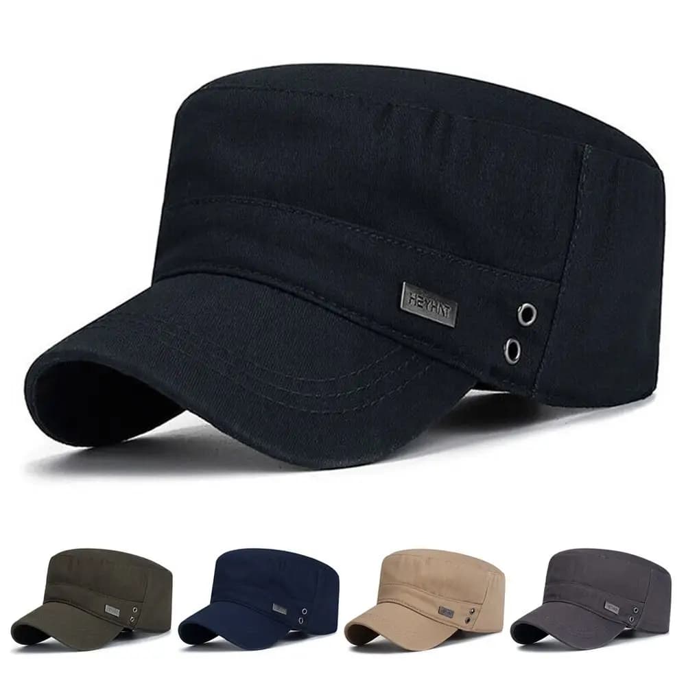 Four Seasons Flat Top Hat Unisex Army Hat Fashion Baseball Cap QuickDrying Breathable Sunshade Hat Outdoor Casual Adjustable Hat