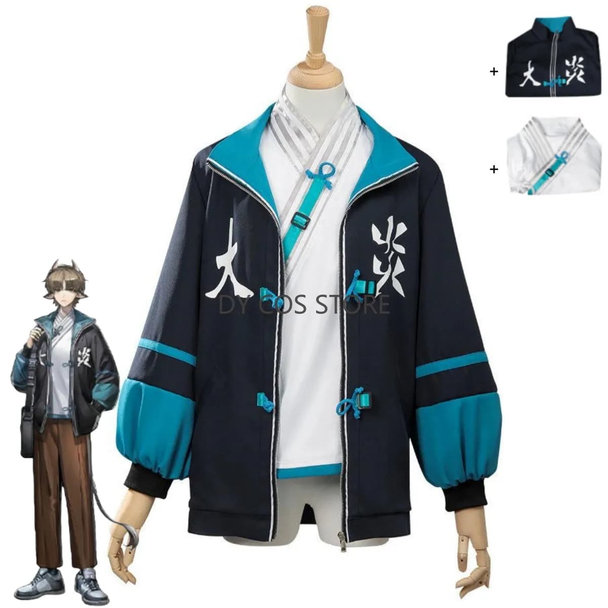 Game Anime Arknights Yan Costume Cosplay Daily Black Mount Coat Top Bathrobe Man Adult Woman Halloween Carnival Dress