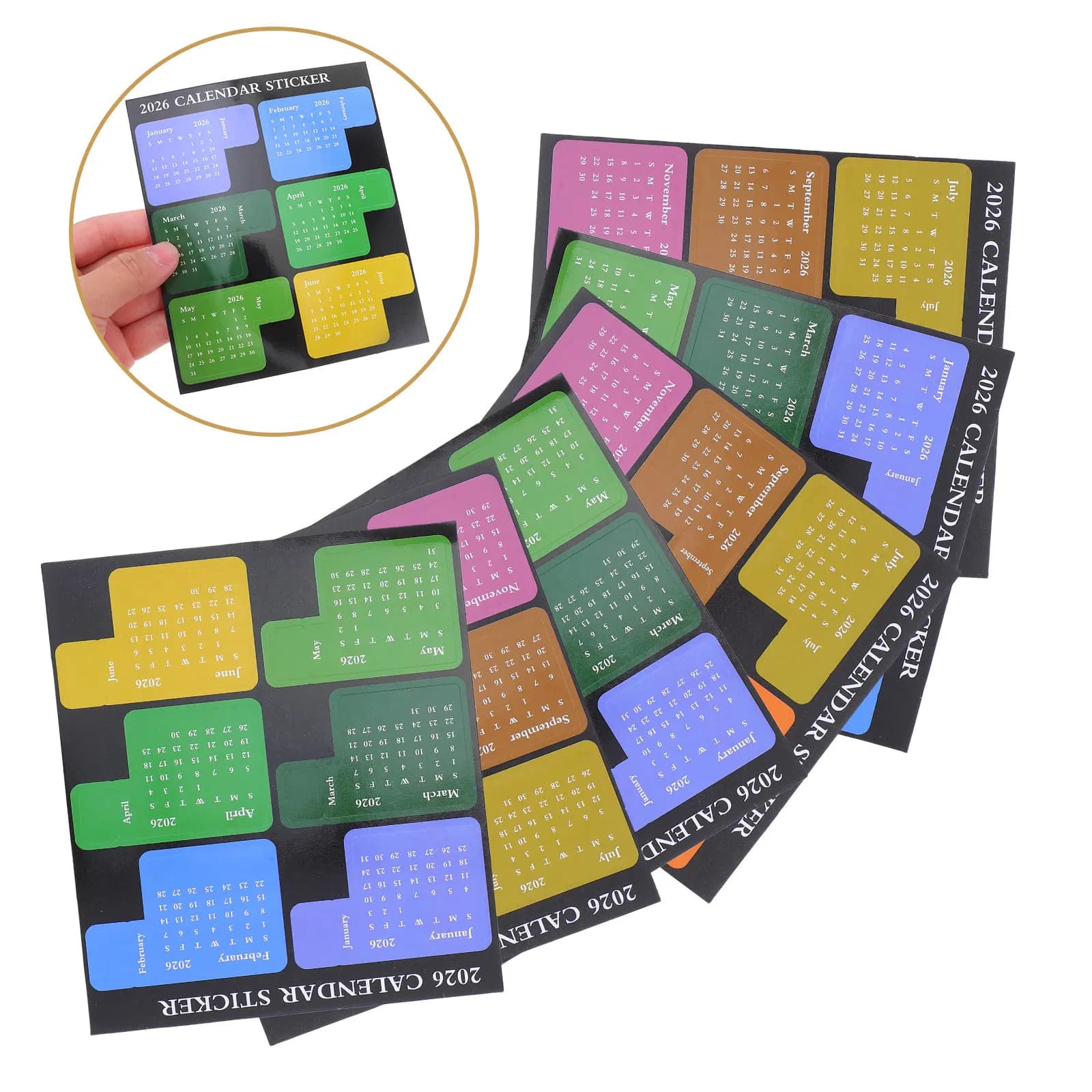 6 Set di Etichette Adesive Calendario, Segnapagina Adesivi Luminosi per Planner Mensile, Adesivi per Diari Fai-da-te, Quaderni, Scrapbook, Scuola