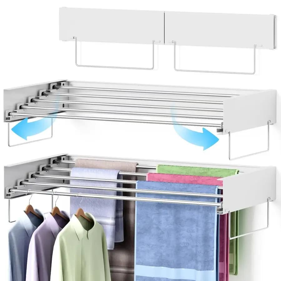 Wall mounted stand, Foldable clothes rack, Foldable clothes rack Wall bracket for clothing with 2 handles for towels and wall