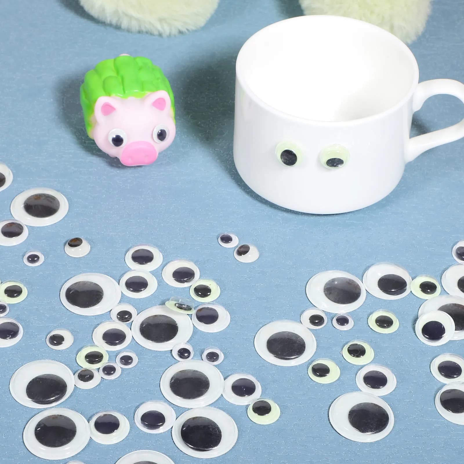 120Pcs Fluorescent Googly Eyeballs Plastic Self Adhesive Craft Eyes for Stuffed Animals Puppet Making Glow in Dark DIY