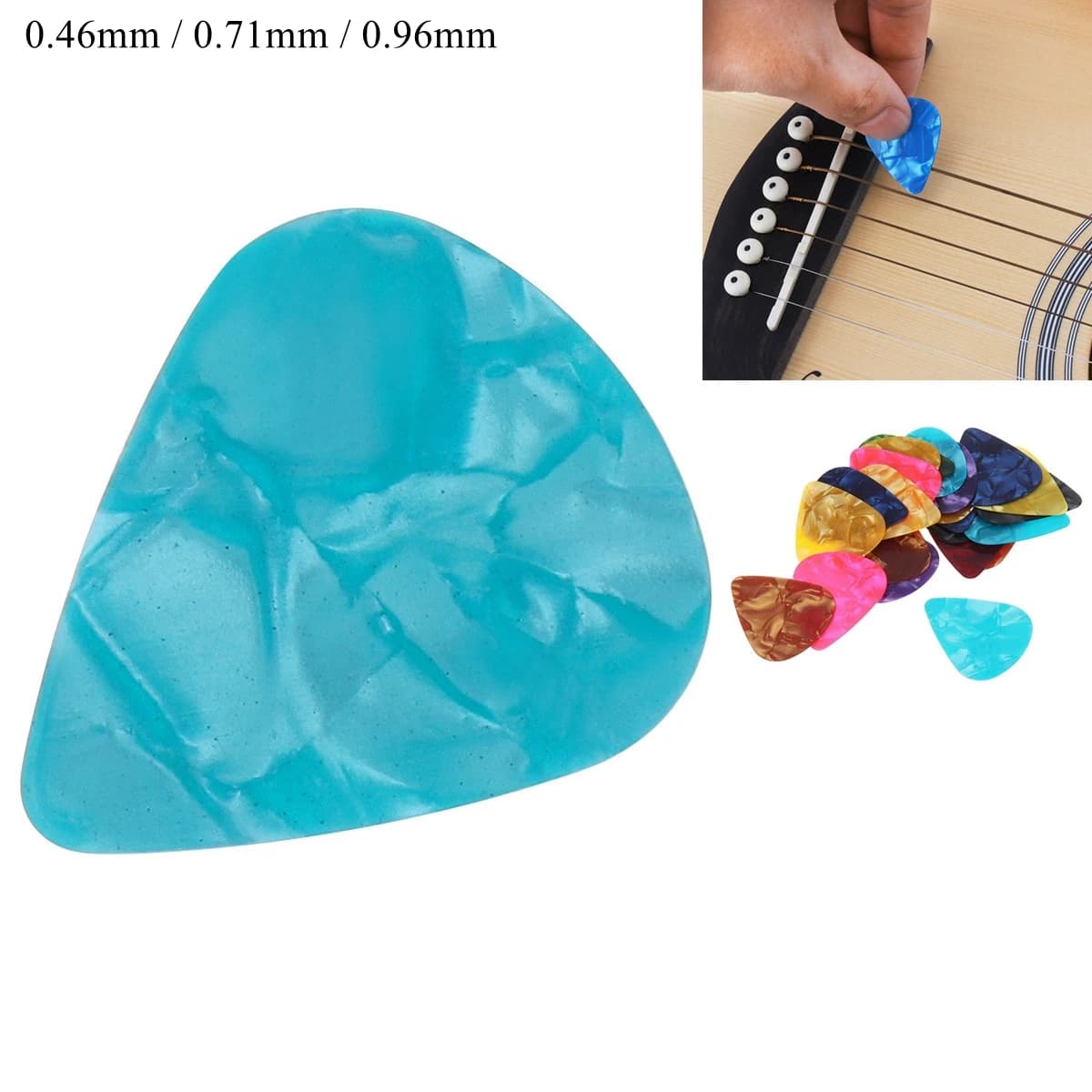 Plettro per chitarra multicolore da 1 pezzo Chitarre elettriche acustiche Basso in celluloide Plettri colorati 0,46 mm 0,71 mm 0,96 mm