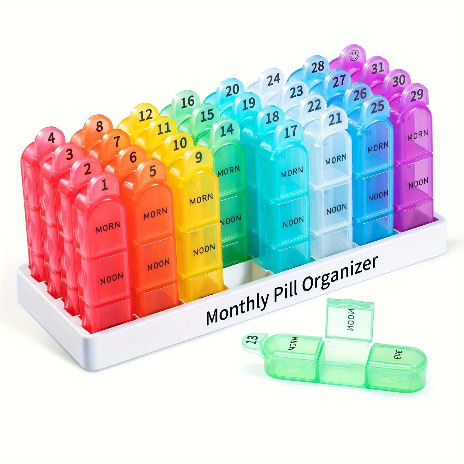 Monthly pill holder 2 times a day - 30 days AM PM Medical organizer for one month Contains vitamins Supplements Drugs