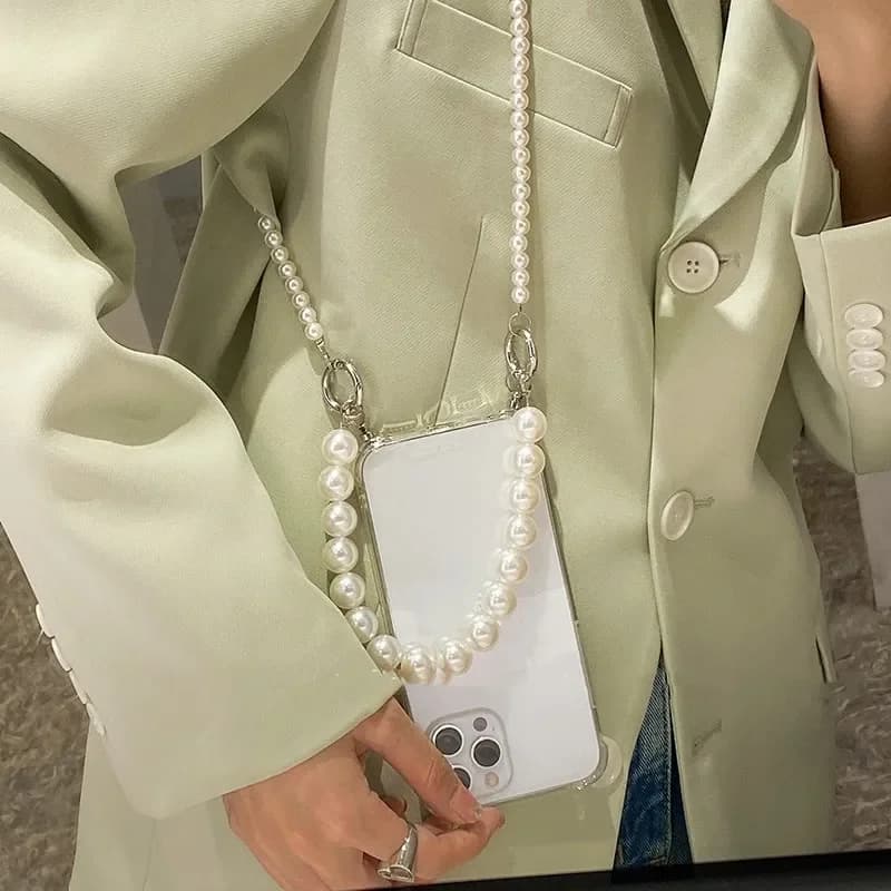 Pearl Bracelets Chain Crossbody Necklace Lanyard Phone Case For iphone16 14 15 13 11 12 Pro Max Cover
