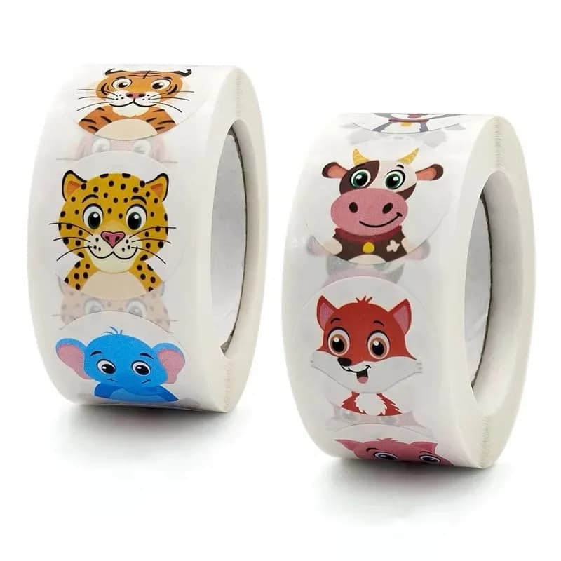100-500 stickers for rolling animals toy game sticker gift diy label sealing decoration roll stickers small cute