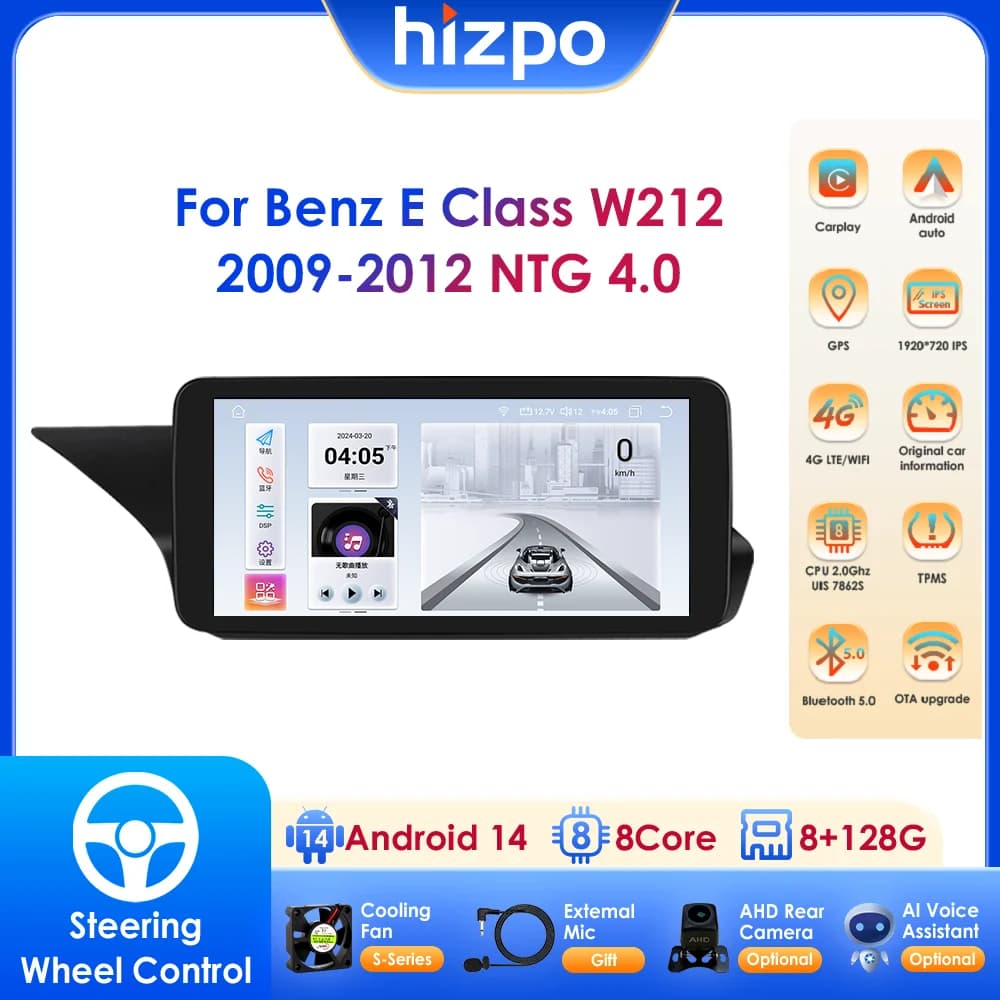 Supporto stereo per schermo per auto da 10.25 "Carplay Android Auto per Mercedes Benz W212 Classe E E200 E230 E260 E300 S212 2009-2012 NTG 4.0
