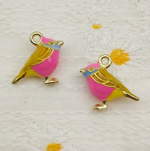 10 pcs Bird Enamel Charms Pendants for Jewelry Making Necklaces Earrings Braceltes DIY
