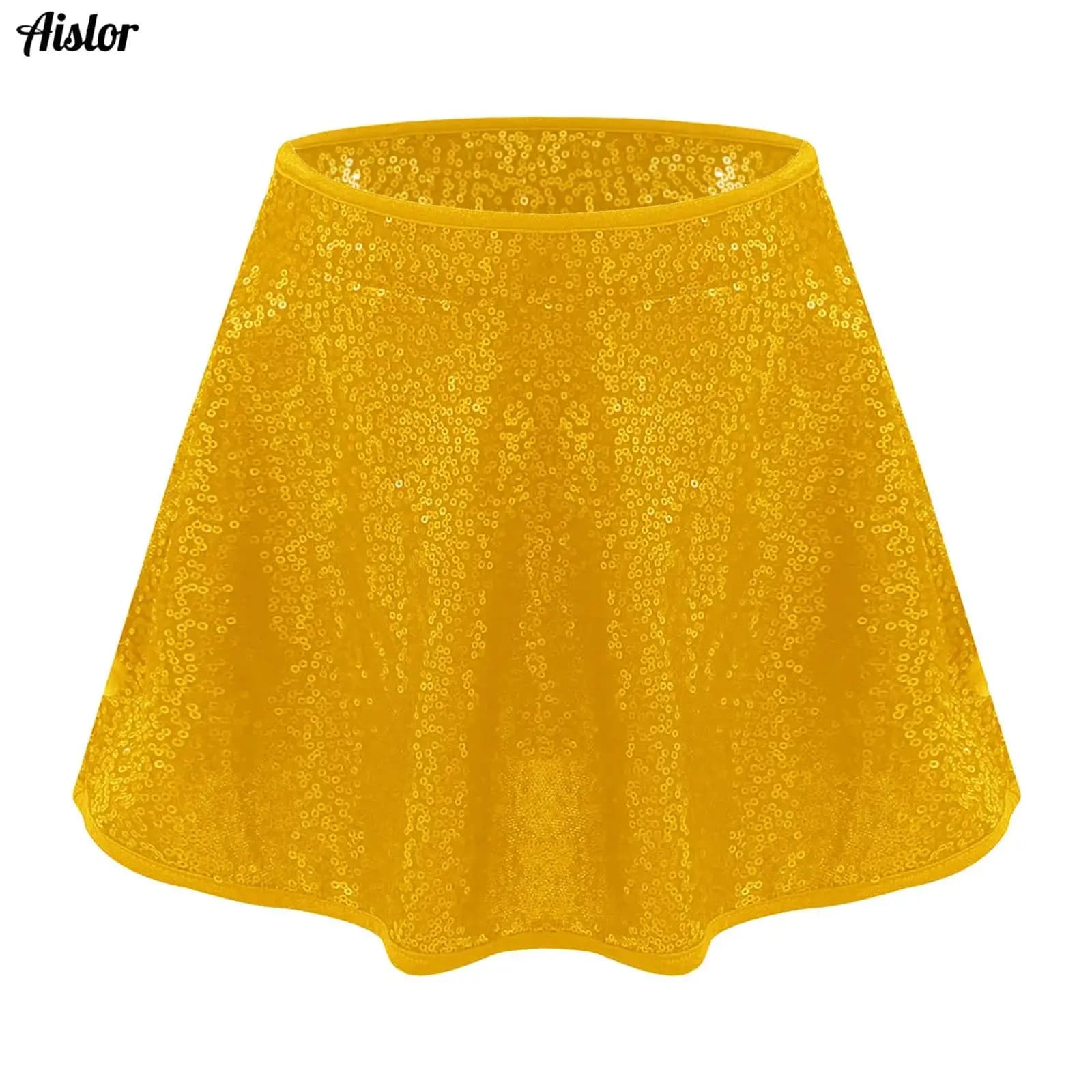 Bambini Ragazze Jazz Gonna da ballo latino Paillettes lucide Cintura elastica Slip incorporati Gonne Balletto Ginnastica Pattinaggio di figura Indossare