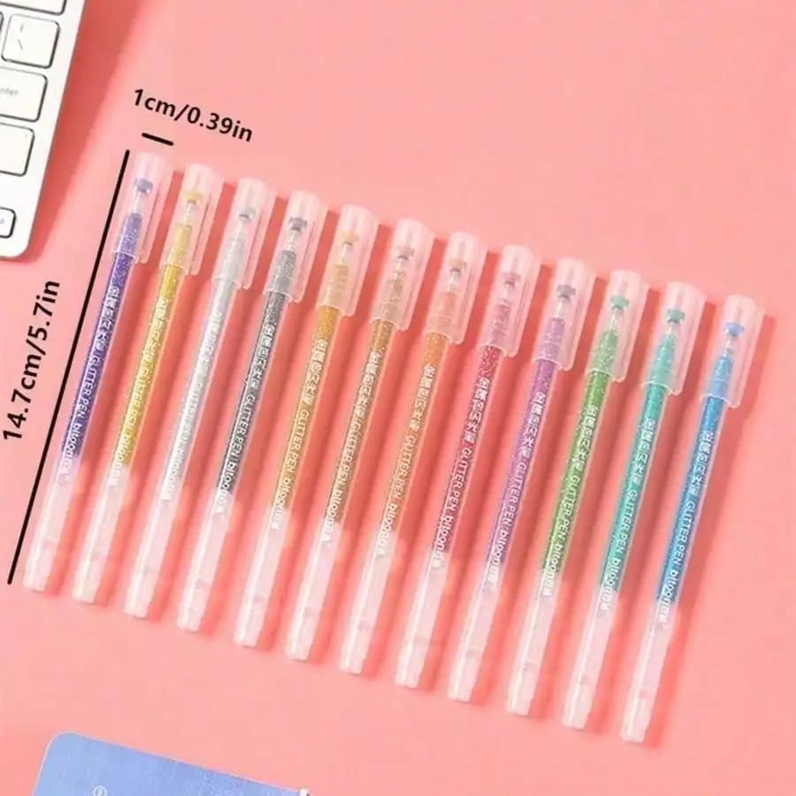 Set di 12 evidenziatori iridescenti con design a trama sabbiosa per studenti che ritornano a scuola