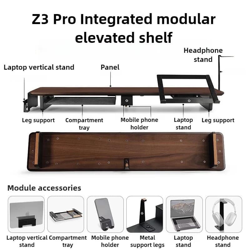 Set di Supporti Modulari Z3 Pro per Display con Altezza Regolabile, Accessori per Organizzazione Desktop, Supporto per Telefono, Stand per Laptop, Supporto per Cuffie e Computer