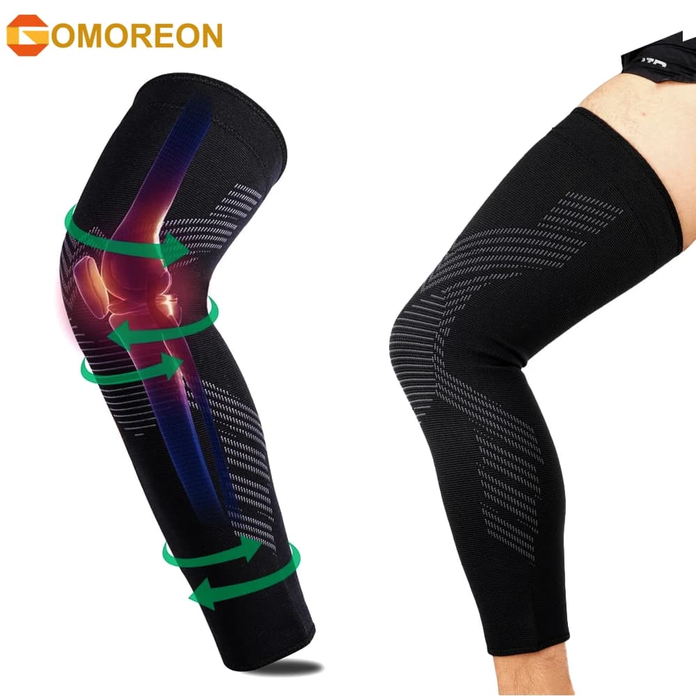 1 Pezzo Manicotto a Compressione Lungo in Rame per Gambe, Supporto Ginocchio per Uomini e Donne, Ideale per Basket, Corsa, Allenamento, Ciclismo, Sport
