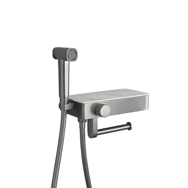 Set spruzzatore per bidet portatile con ripiano per merce, porta carta, miscelatore acqua calda e fredda, doccia per bidet con spruzzo per WC