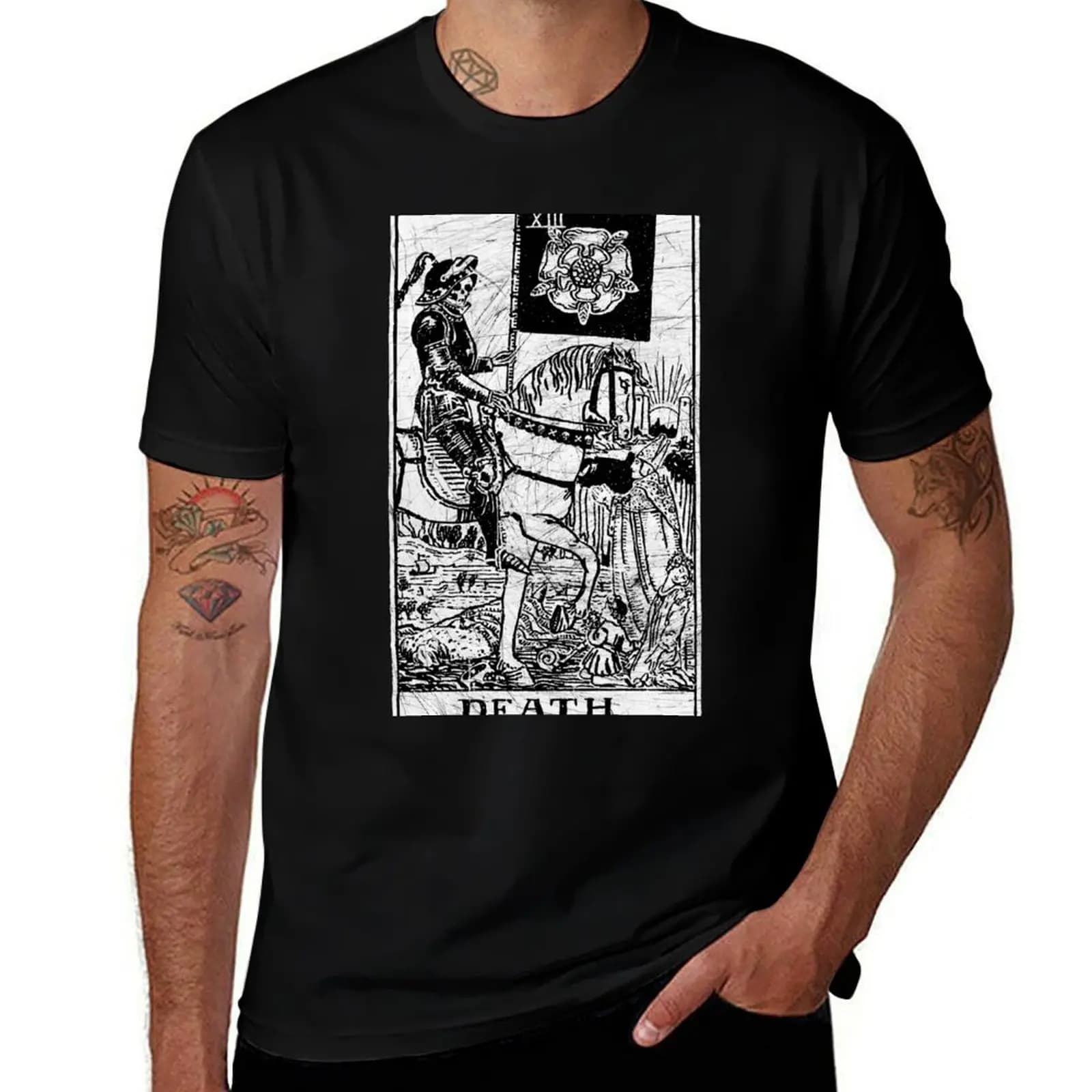 Carta dei Tarocchi della Morte - Grandi Arcani - predizione del futuro - T-shirt occultista di grandi dimensioni per uso quotidiano