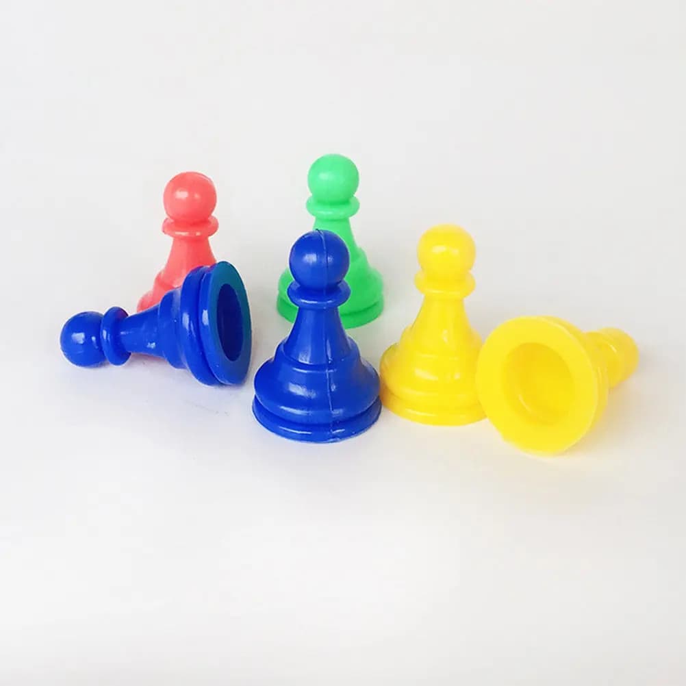 64Pcs High Quality Plastic Chess Game Set Multicolor for Children Early Learning Strategy Development Board Game Accessories