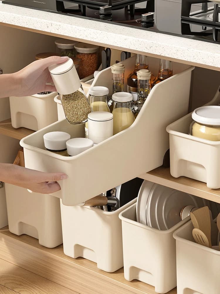 Small Rectangular Container for Kitchen, Transparent Plastic Organizer for Toys, Covers and Various Objects, Desk Organizer for Home