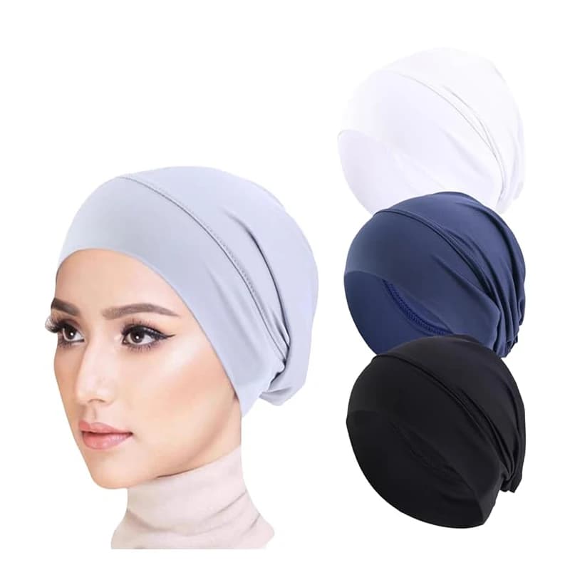Turbante Elastico da Donna, Cappello Hijab Musulmano per il Ramadan, Cappello da Notte per Signore, Copricapo Interno a Copertura Totale, Tinta Unita, Semplice ed Elegante, per Chemioterapia e Cancro