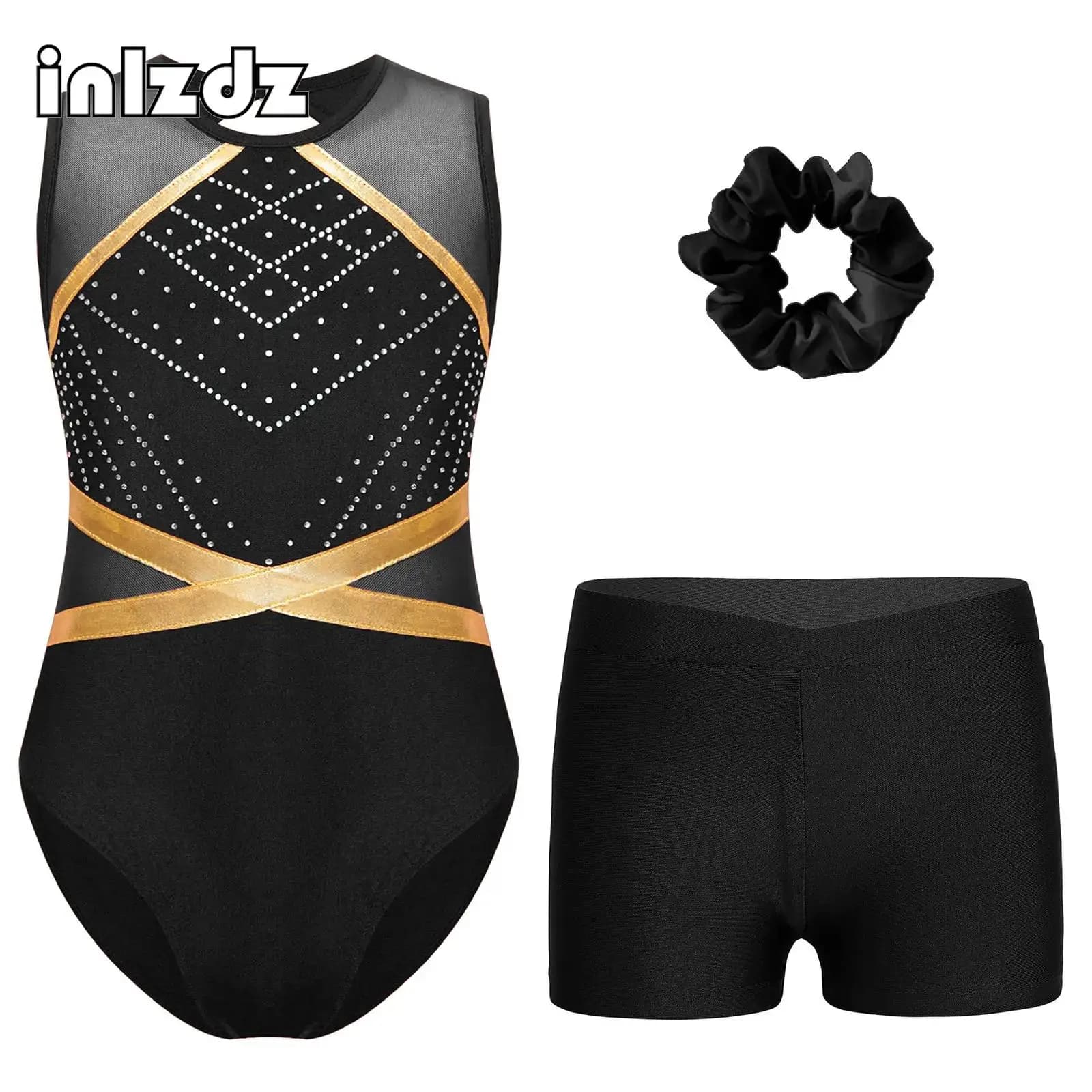Bambini Ragazze Balletto Abiti da ballo Acrobazie Body da ginnastica ritmica con pantaloncini Set Pattinaggio di figura Tuta Tuta Dancewear