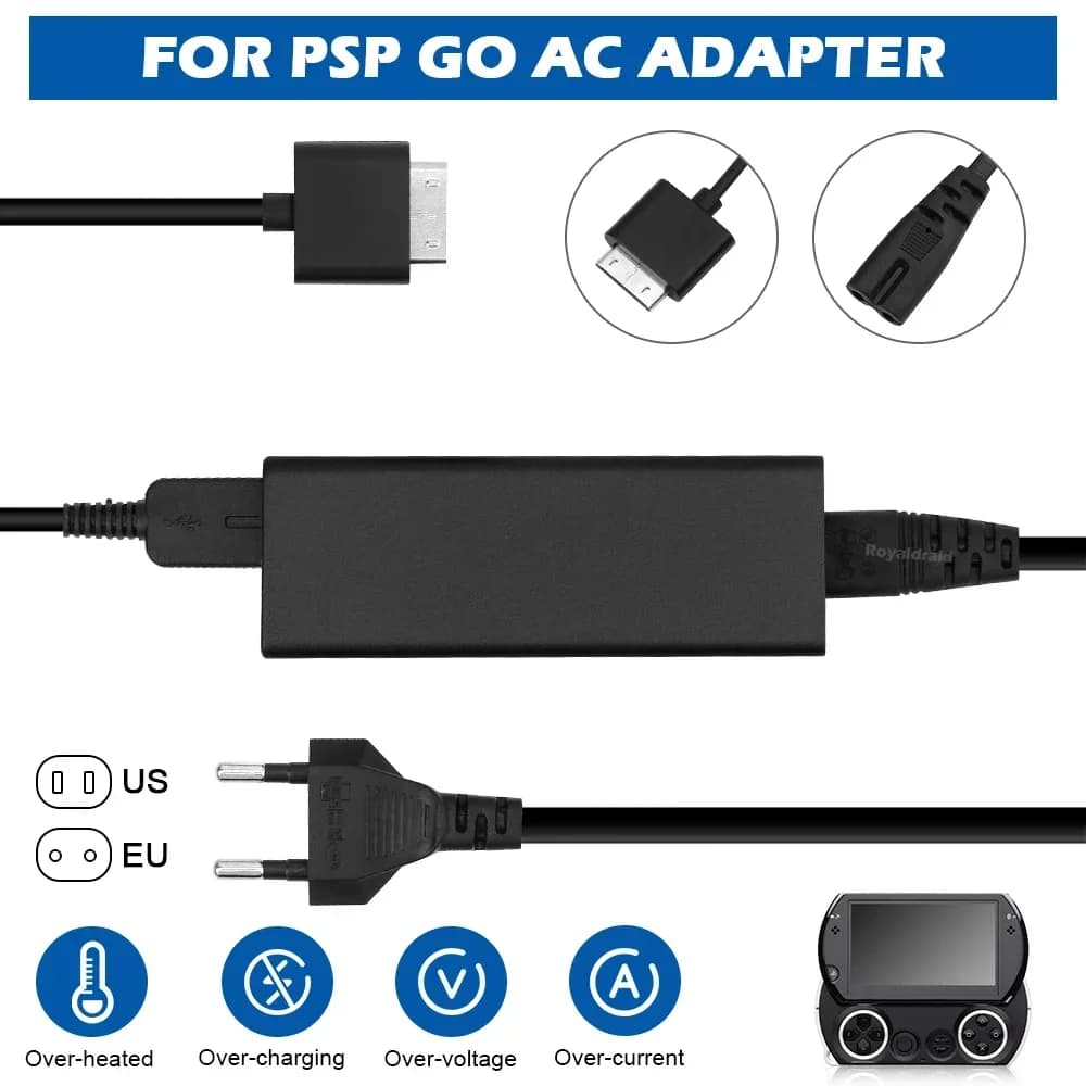 Caricabatterie USB da Muro 5V con Spina USA/UE, Nuovo Adattatore di Alimentazione AC con Cavo di Ricarica e Trasferimento Dati per PSP GO, Accessori