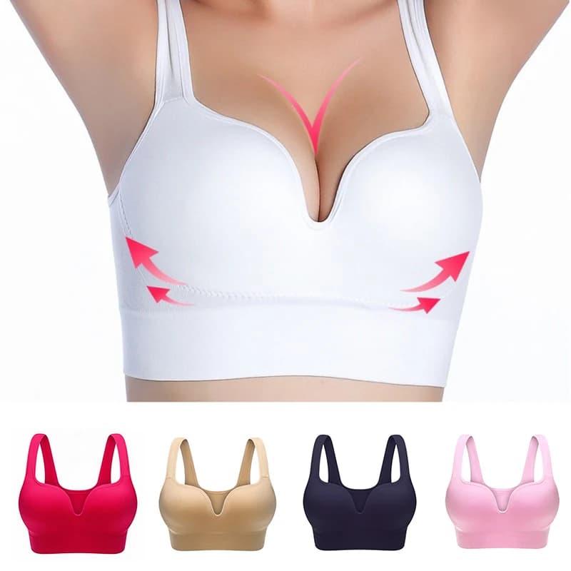 Women's Wireless Sports Bra, Top Padded for Fitness, Running and Gym, Breathable Intimo with Push-Up