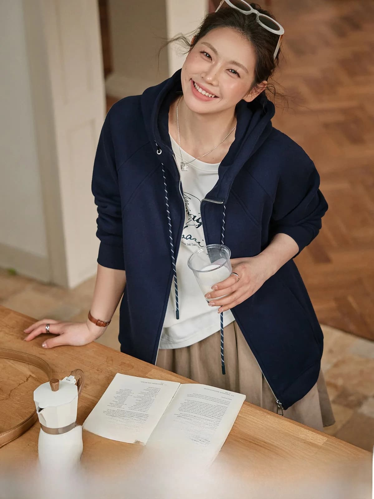Felpa con cappuccio da donna XLIDM taglie forti, in pile sottile, casual, con maniche a spalla, primavera 2026, nuovo arrivo, confortevole, in misto cotone