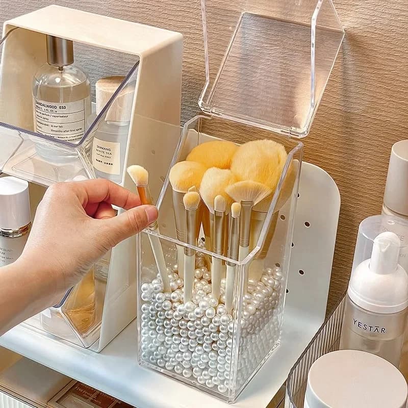 1pc makeup brush storage box, simple and transparent multifunctional makeup brush storage rack, simple, durable and practical