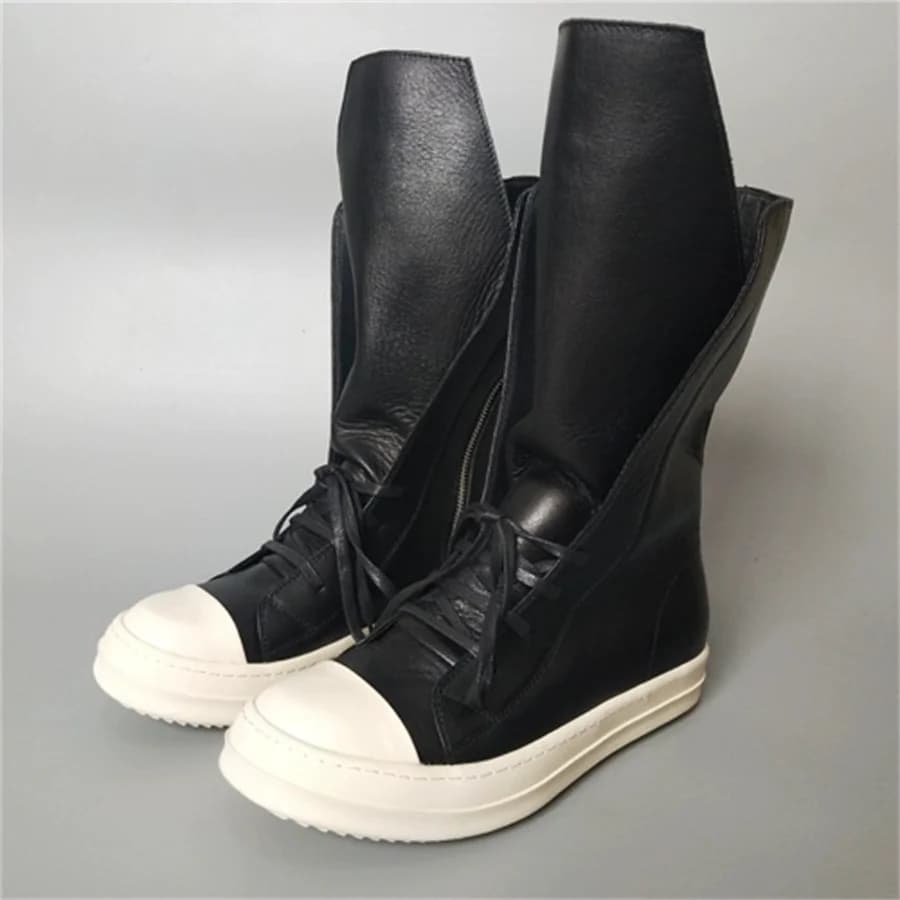 Handmade Factory Full Cowhide Real Leather Rric Long-tongued Outdoor High Street Hip Hop Boots