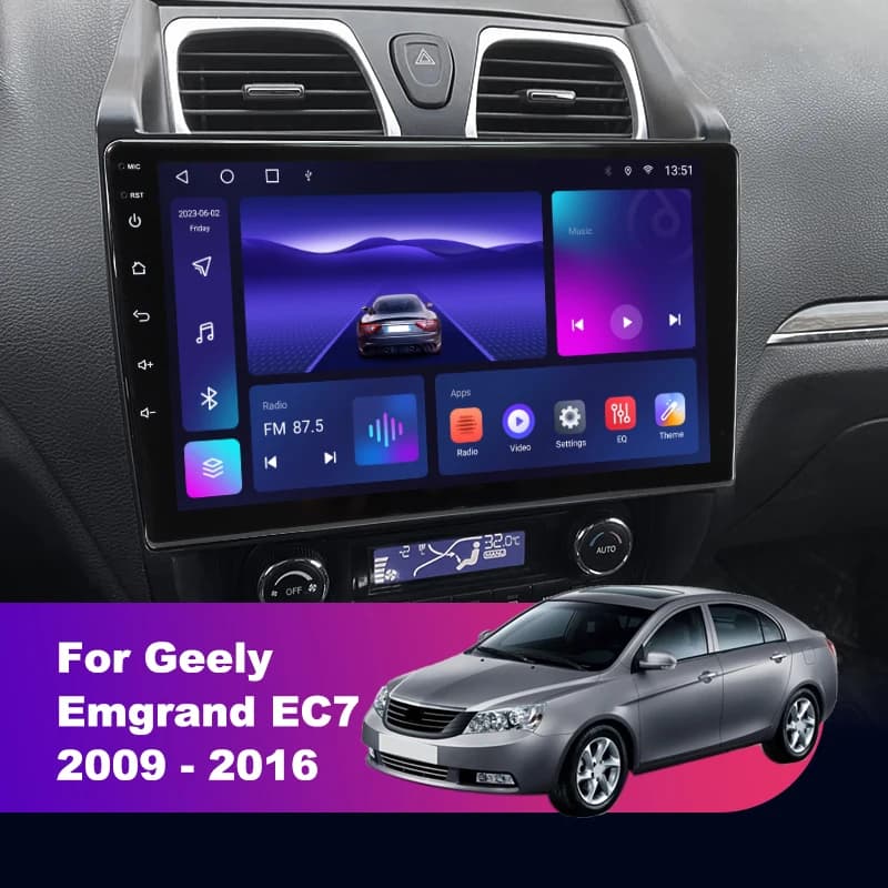 10 pollici 2K QLED Android 12 Autoradio Per Geely Emgrand EC7 2009 - 2016 Lettore Video Multimediale GPS 4G Carplay Autoradio DSP 2Din