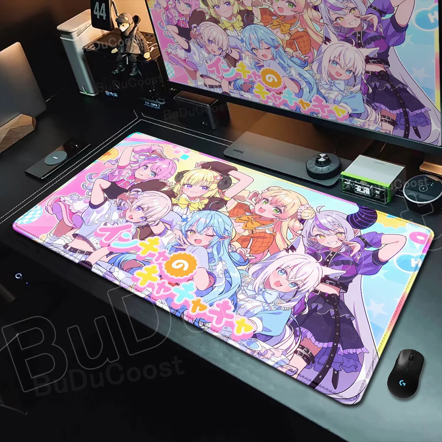 Tappetino per Mouse con Stampa HD di Gruppo Hololive, Antiscivolo in Gomma, per Ufficio, con Bordo Cucito, Design Anime Carino, Tappetino da Gioco
