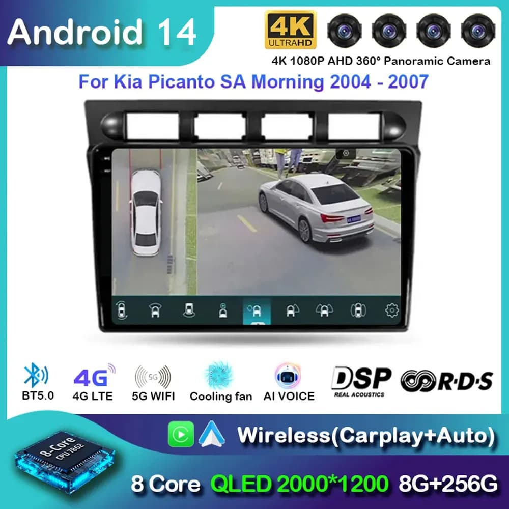 Android 15 Car Radio For Kia Picanto SA Morning 2004 - 2007 Multimedia Player Stereo GPS WIFI+4G wireless Carplay Auto video DSP