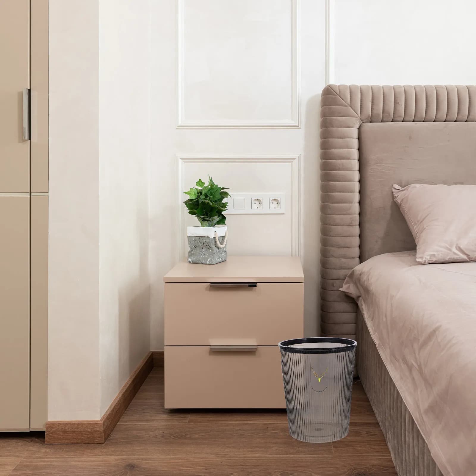 Cestino Portatile in Plastica Trasparente con Ampia Apertura per Camera da Letto, Ufficio, Bagno, Cucina, Multiuso per la Casa