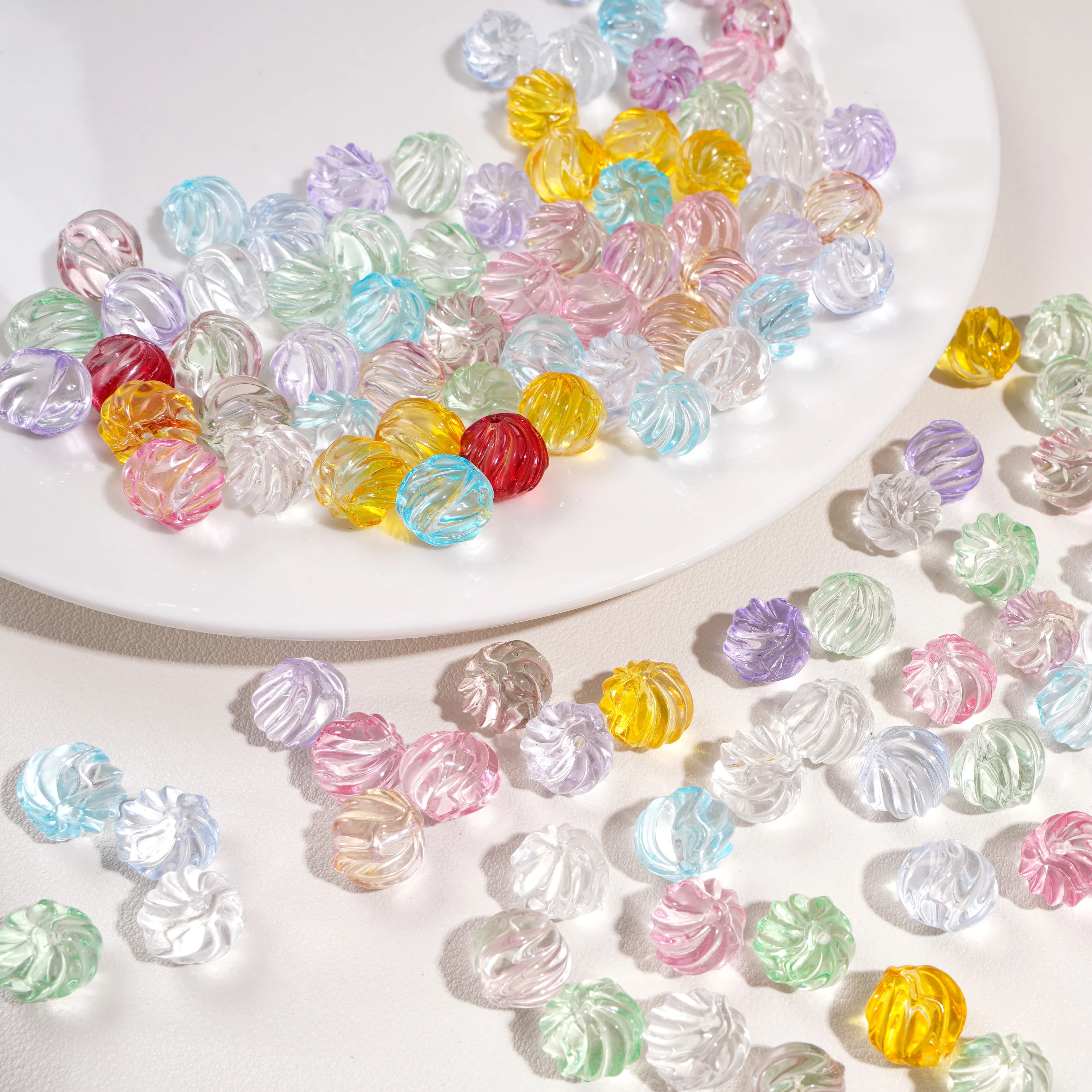 Perline di vetro trasparente a coste da 12 mm (confezione da 5) per gioielli fai da te, braccialetti, collane, catenine per cellulari, ciondoli e altro