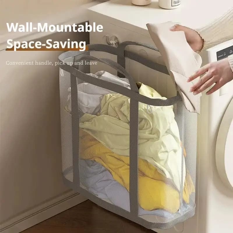Cesto per Bucato Pieghevole in Rete di Grande Capacità, Contenitore Portatile per Vestiti, per Camere da Letto, Lavanderie, Bagni