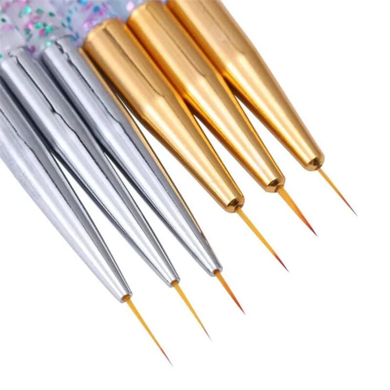 Set di Pennelli per Nail Art in Acrilico con Strisce Francesi, Pennelli 3D per Manicure, Penna Ultra-sottile per Disegno Linee, Pennelli per Gel UV, Strumenti per Pittura