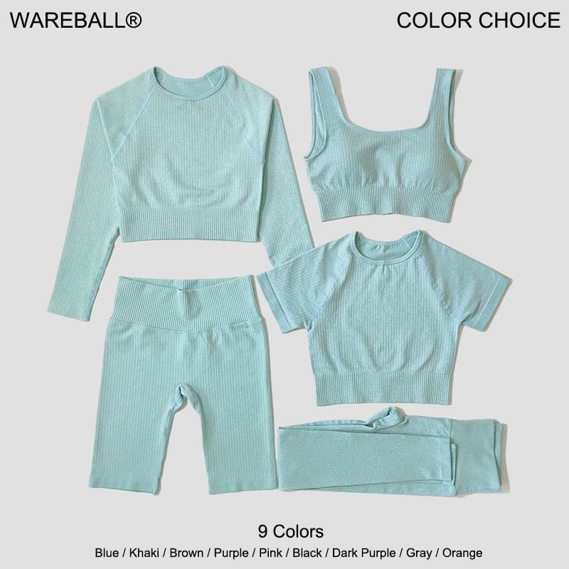 Set of yoga Sportswear Women's Seamless Workwear Sportswear Gym Legging Fitness Bra Crop Top Long Sleeved Sportswear